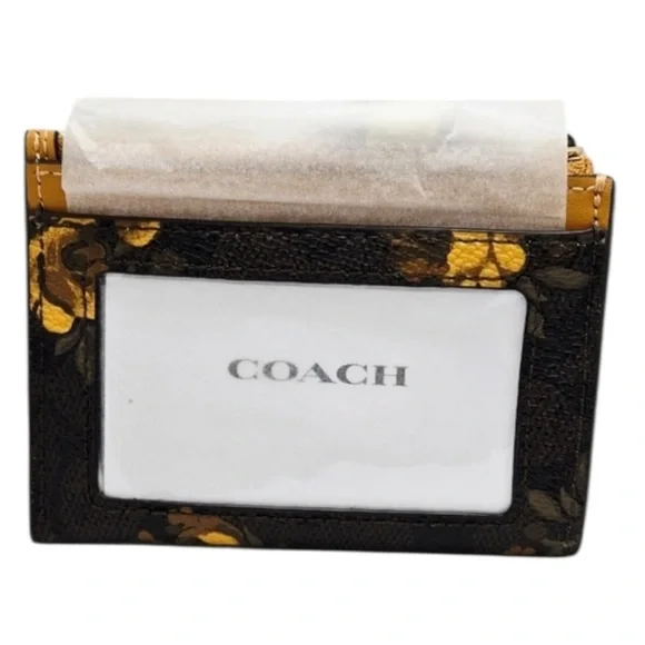 Coach Mini Skinny ID Case Wallet Signature Canvas Floral Print CCV88 NWT - Picture 3 of 6